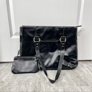 Franklin Covey leather bag with removable zip pouch